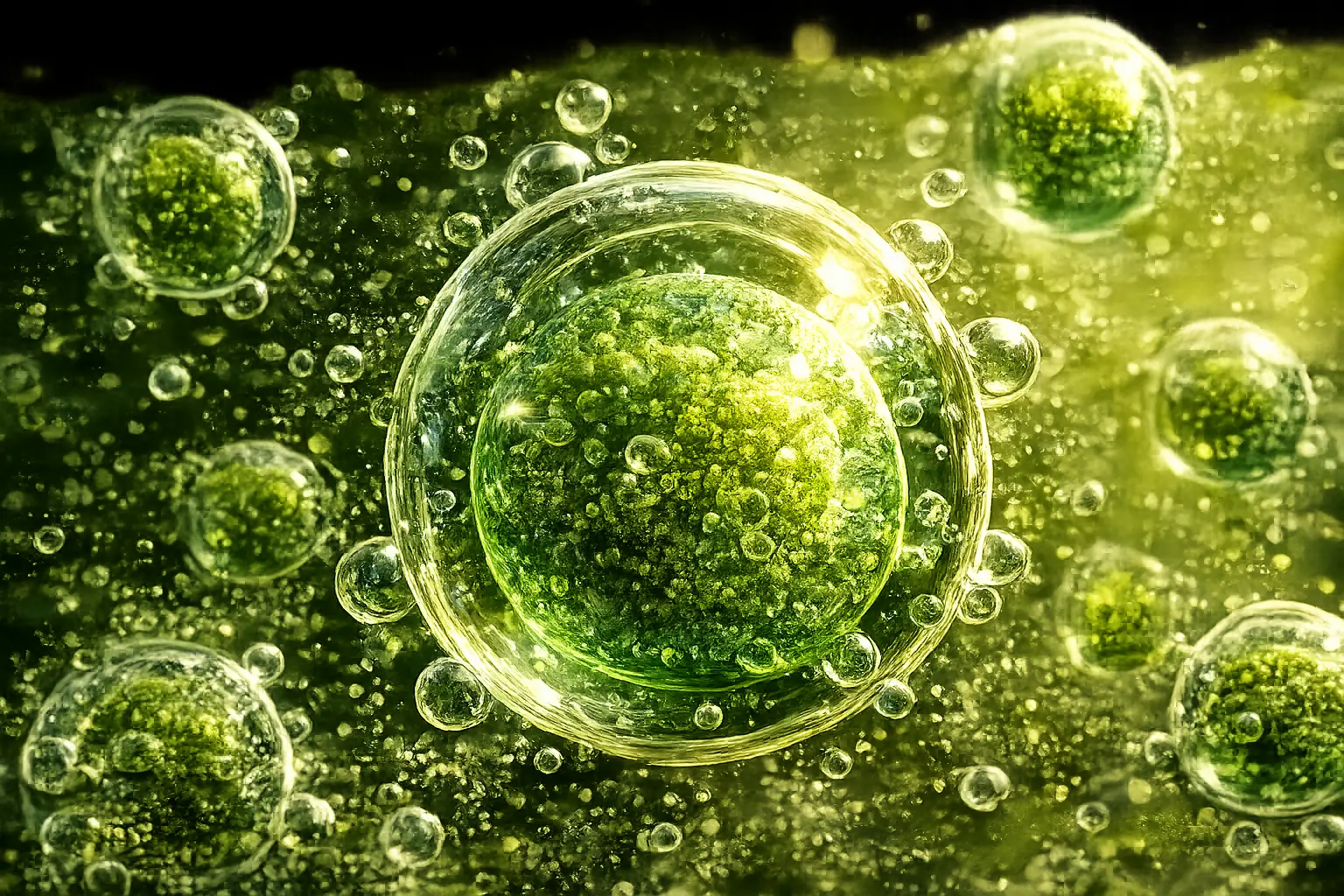 Élő algasejt illusztráció – Green Diamond
